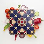 Decovetro Cam Kesme Tahtası Kare Lacivert Çini Desenli 30x30 Cm