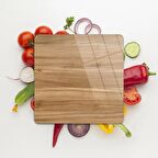 Decovetro Cam Kesme Tahtası Kare Açık Ahşap Meşe Desenli 30x30 Cm