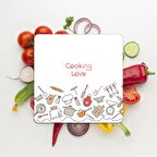 Decovetro Cam Kesme Tahtası Kare Cooking Love Desenli 30x30 Cm