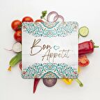 Decovetro Cam Kesme Tahtası Kare Bon Appetit Desenli 30x30 Cm