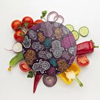 Decovetro Cam Kesme Tahtası Yuvarlak Hamsa Desenli 30x30 Cm