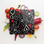 Decovetro Cam Kesme Tahtası Kare Love Desenli 30x30 Cm