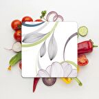 Decovetro Cam Kesme Tahtası Kare Çizgi Çiçek Desenli 30x30 Cm