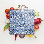 Decovetro Cam Kesme Tahtası Kare Nazar Boncuk Desenli 30x30 Cm