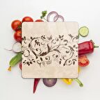 Decovetro Cam Kesme Tahtası Kare Sarmaşık Desenli 30x30 Cm