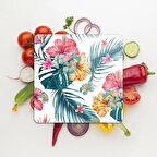 Decovetro Cam Kesme Tahtası Kare Karışık Çiçek Desenli 30x30 Cm