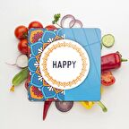 Decovetro Cam Kesme Tahtası Kare Happy Desenli 30x30 Cm