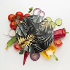 Decovetro Cam Kesme Tahtası Yuvarlak Tropik Yaprak Desenli 30x30 Cm