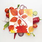 Decovetro Cam Kesme Tahtası Kare Sonbahar Yaprak Desenli 30x30 Cm