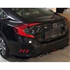 Honda Cıvıc Fc5 2016-2020 Dıfüzör 4 Egzoz Pıano Black