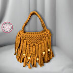 Uretti - Saime 7243 El Yapımı Penye İp Kahverengi Kadın El Çantası