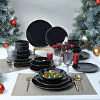 Keramika Ege Siyah Gold Yemek Takımı 24 Parça 6 Kişilik