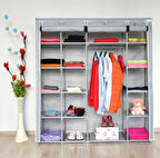 STARCK XTRA ÇİFT YANDAN RAFLI ÇELİK PROFİLLİ BEZ DOLAP - GRİ