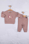 3-18 Ay Kız Bebek Takımı Kirpi Nakışlı 2'li Mor