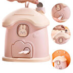 MultiZone Anahtarlı Sevimli Tavşan Ev Kumbarası Pembe Renkli Şık Dekoratif Para Kutusu