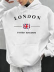 Londra Birleşik Krallık Bayrağı Baskılı Kapüşonlular Erkekler Moda Sonbahar Hoody Rahat Polar