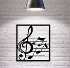 Siyah Ahşap Sol Anahtarı Nota 50cm X 55cm Tablo Duvar Dekoru 3mm Mdf Lazer Kesim
