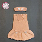 Uretti - Talia 8659 5112 El Örgüsü Koton İp Kız Çocuk Elbise - Bandana Takım - 2 Yaş