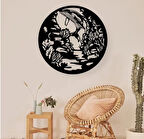 Siyah Ahşap Balina Okyanus 50cm X 50cm Tablo Duvar Dekoru 3mm Mdf Lazer Kesim