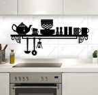 Siyah Ahşap Mutfak Dekor 70cm X 32cm Tablo Duvar Dekoru 3mm Mdf Lazer Kesim