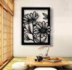 Siyah Ahşap Ayçiçeği 50cm X 63cm Tablo Duvar Dekoru 3mm Mdf Lazer Kesim