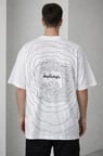 Erkek Bisiklet Yaka Baskılı Kısa Kollu Tişört Streetwear Günlük Basic Pamuklu T-shirt - Beyaz