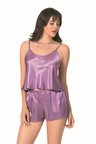 HERŞEYTREND Litae Lila Saten Babydoll Şort Takımı