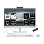 HP ProOne 240 G10 i5 1335U 12GB 256GB SSD Iris Xe Graphics 23.8" FHD FDOS All In One PC Beyaz & PER4