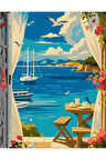 Sayılarla Boyama Seti 40x50 Cm (Çıtalı) Fırça Boya Dahil Numaralı Tuval Gemi Manzara