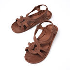 Kız Çocuk Kahverengi Sandalet Kaymaz Bahçe Havuz Plaj Sandalet