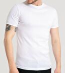 Erkek Kısa Kol Bisiklet Yaka Slimfit Likralı Düz Mody Tişört