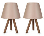 North Home Ahşap Ayaklı Abajur Pvc Başlık 2 ' li Fırsat Ürünü