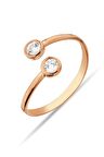 Zirkon Taşlı 925 Ayar Gümüş Rose Yüzük - Y011101