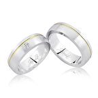 Beyaz Sarı Şeritli Altın Alyans 3406-2