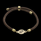 F Harfine Özel İpek Örgülü Oval Motifli 14 Ayar Altın Plakalı Hediye Bileklik-341harf-kahverengi