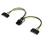 2x15 pin sata to 8pin (6+2) PCI E ekran kartı power kablo 30 cm