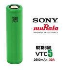 Orijinal Sony VTC5 18650 3.7V 2600mAh 30A Li-ion Şarjlı Pil – Sıfır ve Güncel Üretim
