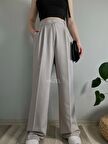 Kadın Gri Yüksek Bel Palazzo Pantolon