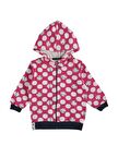 Kız Çocuk Pembe Renk Puantiyeli Mevsimlik Kapüşonlu Hırka