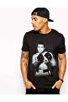 Muhammed Ali Boks Baskılı Siyah Erkek Tshirt