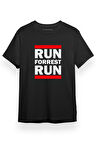 Forrest Gump Run Forrest Run Siyah Kısa kol Erkek Tshirt
