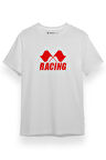 Racing Flag Beyaz Kısa kol Erkek Tshirt
