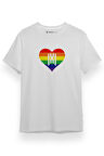 Monsta X Rainbow Heart Logo Beyaz Kısa kol Erkek Tshirt