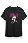 Scream Ghost Face Chillin Siyah Kısa kol Erkek Tshirt