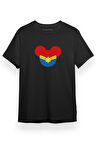 Captian Marvel Mouse Head Siyah Kısa kol Erkek Tshirt