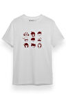 Detective Conan Anime Character Name and Icons Beyaz Kısa kol Erkek Tshirt