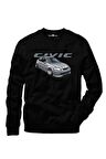 Tshirthane Honda civic Sweatshirt Uzunkollu