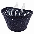 16-20 Jant Uyumlu Hasır Desenli Plastik Çocuk Bisikleti Ön Sepet Siyah