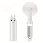 Taşınabilir Mini Fan, USB Şarj Edilebilir, Çift Kullanım Modlu, Tavşan Tasarımlı, Beyaz  Masaüstü ve El Tipi