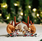 2 Adet Sevimli Noel Geyiği Boynuzlu Saç Tokaları